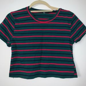 Green and Red Stripe crop top